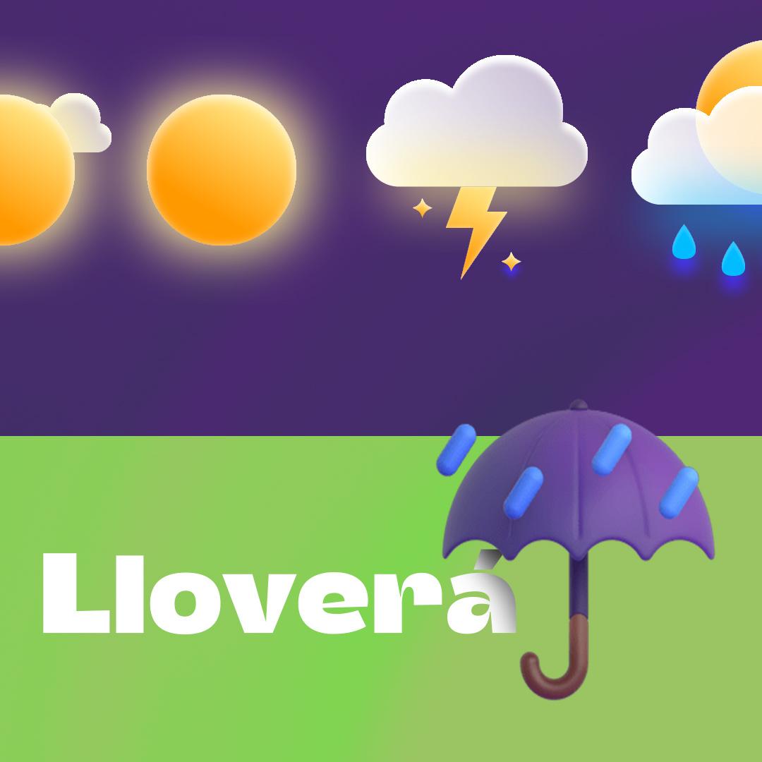 Aplicación meteorológica ¿Lloverá? mostrando predicciones en pantalla