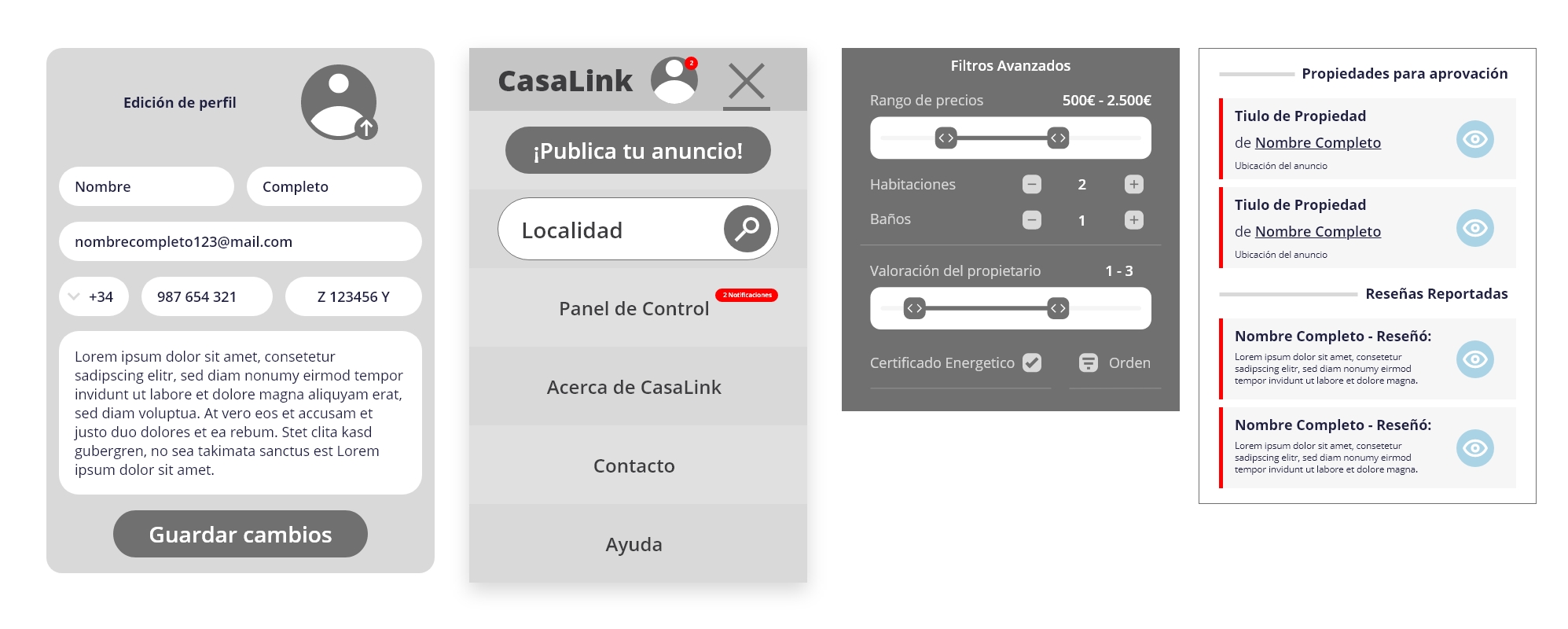 Wireframes iniciales