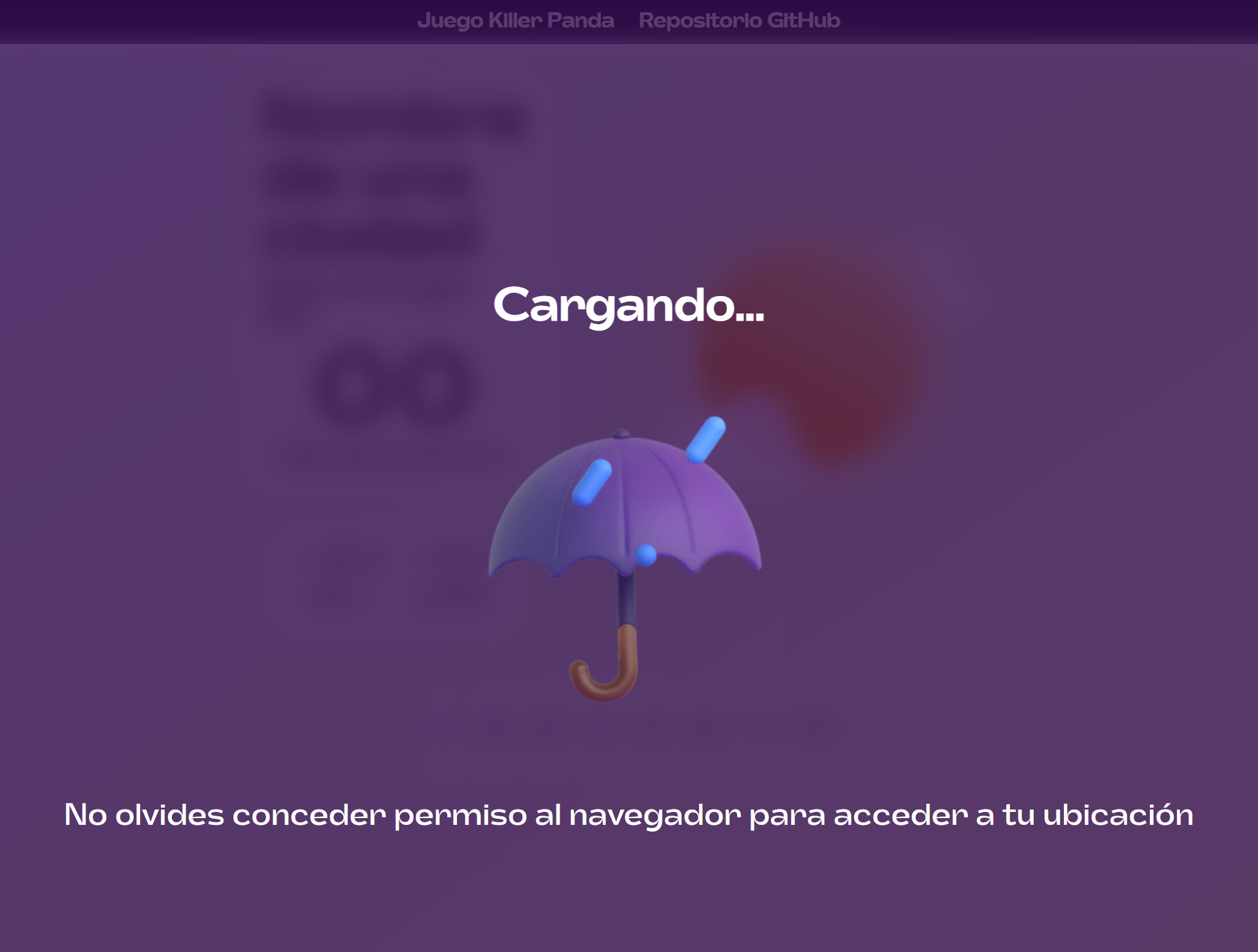 Carga de Pantalla principal ¿Lloverá?